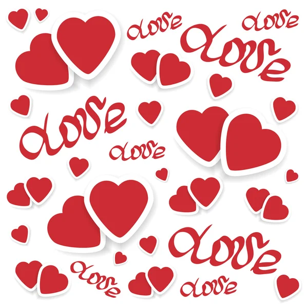 Varrat nélküli mintát szívvel és felirat szerelem — Stock Vector