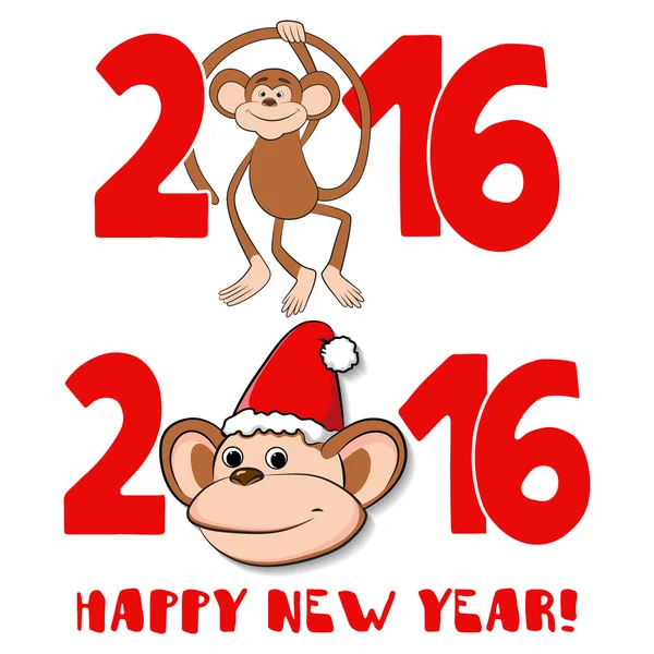 サル。新しい年 2016 年のシンボルを設定します。. — ストックベクタ