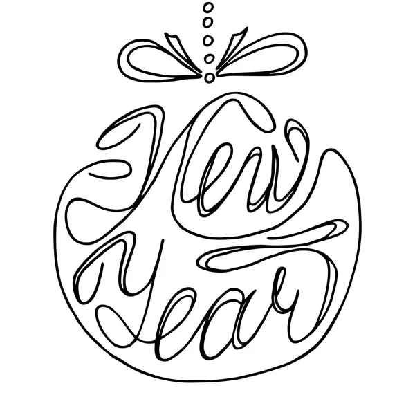 Hand-drawing lettering New Year on background. — Stock Vector