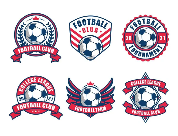 Set Soccer Logo Football Club Badge — 스톡 벡터