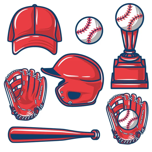 Uppsättning Baseball Utrustning Illustration — Stock vektor