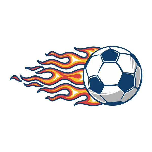 Fußball Lodernden Flammen — Stockvektor