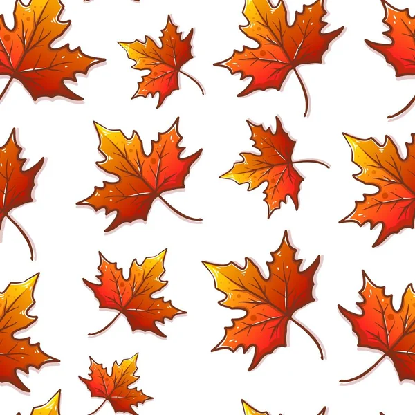 Feuilles Automne Dessinées Main Motif Sans Couture — Image vectorielle