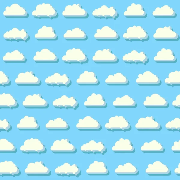 Ciel Bleu Avec Nuages Fond Motif Sans Couture — Image vectorielle