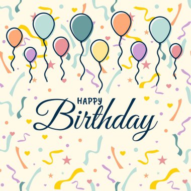 Tebrik kartları ve posterler için Balonlarla Mutlu Yıllar Arkaplanı