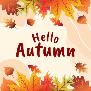 El yazısı ile vektör arkaplan Merhaba sonbahar ve beyaz arkaplanda izole bırakılır.