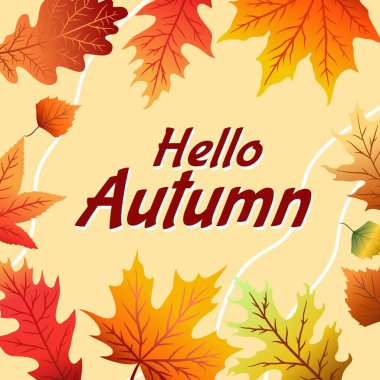 El yazısı ile vektör arkaplan Merhaba sonbahar ve beyaz arkaplanda izole bırakılır.