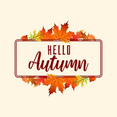 El yazısı ile vektör arkaplan Merhaba sonbahar ve beyaz arkaplanda izole bırakılır.