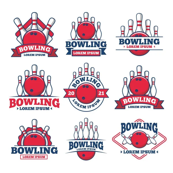 Vektor Set Von Bowlinglogos Emblemen Und Designelementen Logovorlagen Und Abzeichen — Stockvektor