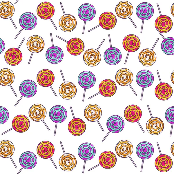 Lollipops Seamless Pattern Isolato Sfondo Bianco — Vettoriale Stock