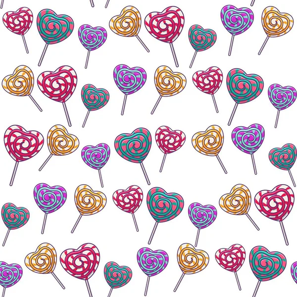 Lollipops Seamless Pattern Söt Efterrätt För Barn Godis Pinne — Stock vektor