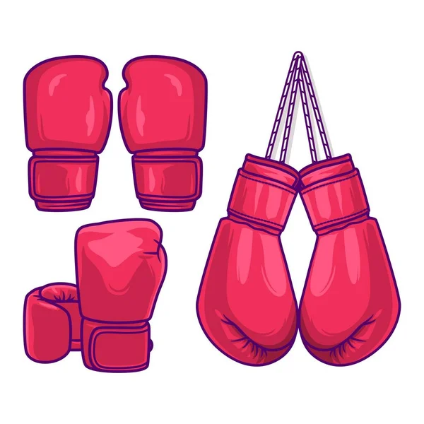 Röda Boxningshandskar Set Vektor Illustration Isolerad Vit Bakgrund — Stock vektor