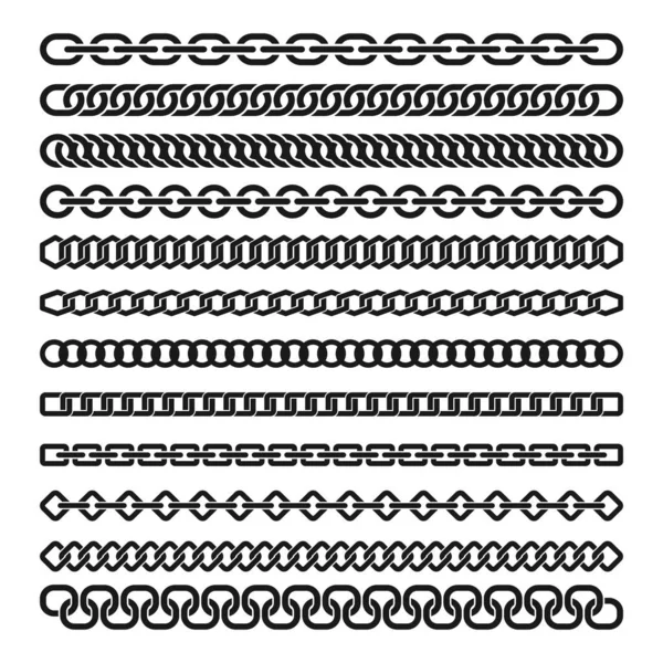Ilustrační Sada Kovového Řetězce Izolovaná Bílém Pozadí — Stockový vektor