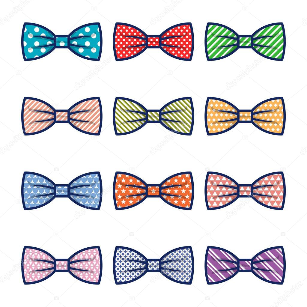 Vector Set of Cartoon Classic Bow tie isolated on white background