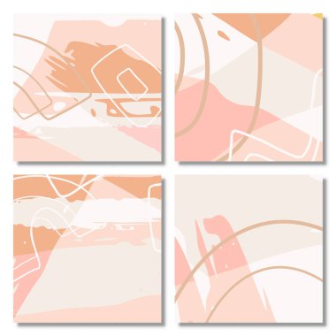 Soyut Şekil Arkaplan Seti Memphis Pastel Rengi, Modern soyut kapaklar kümesi, Renkli geometrik arkaplan kümesi