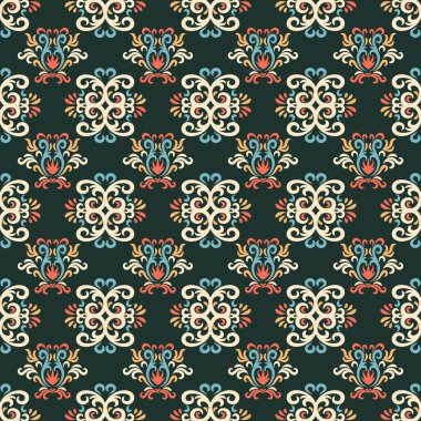 Damask Kusursuz Şablon, kumaş, duvar kâğıdı, ambalaj. Dekoratif baskı