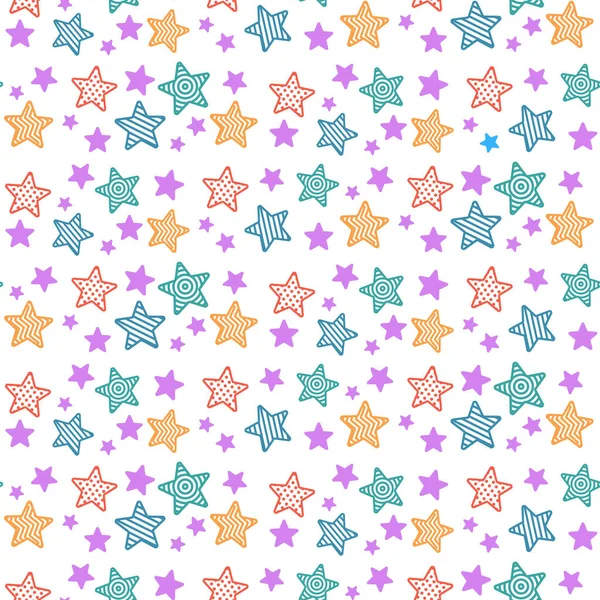 Handgezeichnete Sterne Nahtlose Muster Hintergrund — Stockvektor