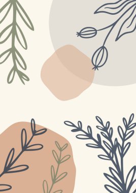 Yapraklı Organik Soyut Minimalist Pastel Arkaplan, Memphis Tarzı