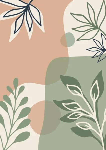 Organic Abstract Minimalist Pastel Background Φύλλα Φόντο Στυλ Μέμφις — Διανυσματικό Αρχείο