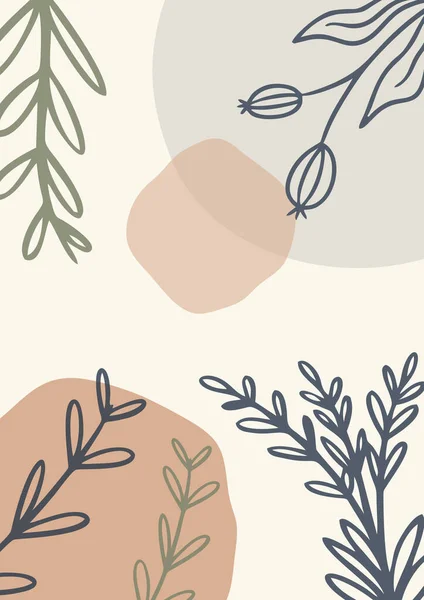 Organic Abstract Minimalist Pastel Background Φύλλα Φόντο Στυλ Μέμφις — Διανυσματικό Αρχείο