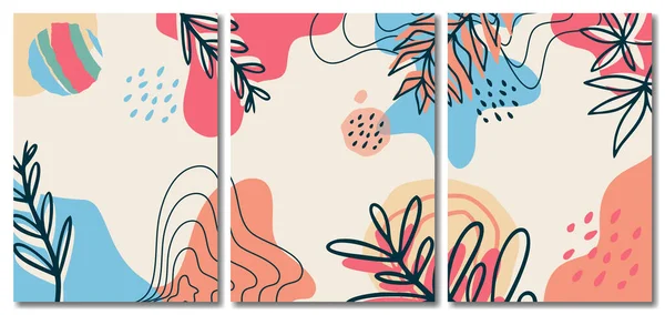 Yaprak Koleksiyonu, Memphis Tarzı Arkaplanı ile Organik Soyut Minimalist Pastel Arkaplanı