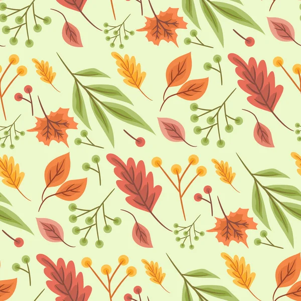 Abstract Bloemloos Naadloos Patroon Met Bladeren Herfst Naadloos Patroon — Stockvector