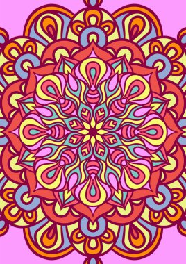 Renkli, Mandala Vektör Arkaplanı, Dekoratif Desenli Etnik Mandala Yuvarlak Süsleme Şablonu
