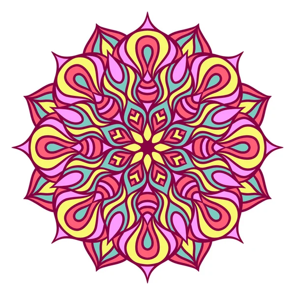 Mandala Yuvarlak Süs Şablonu. Doğu tarzında dekoratif desen. Renkli Etnik Mandala