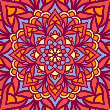 Renkli, Mandala Vektör Arkaplanı, Dekoratif Desenli Etnik Mandala Yuvarlak Süsleme Şablonu