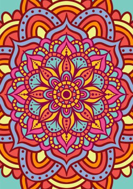 Renkli, Mandala Vektör Arkaplanı, Dekoratif Desenli Etnik Mandala Yuvarlak Süsleme Şablonu