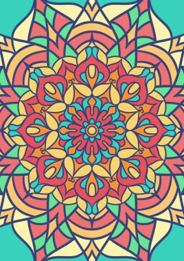 Renkli, Mandala Vektör Arkaplanı, Dekoratif Desenli Etnik Mandala Yuvarlak Süsleme Şablonu