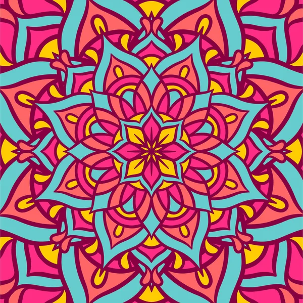 Patrón Ornamento Redondo Mandala Étnico Con Colorido Fondo Vectorial Mandala — Vector de stock