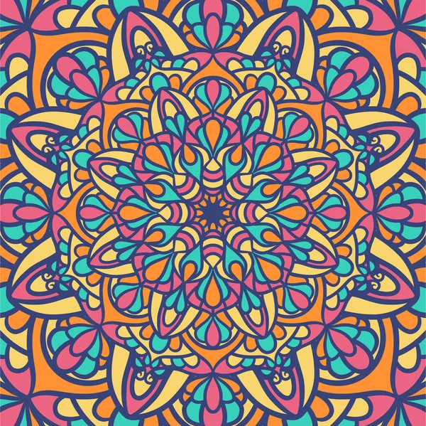 Patrón Ornamento Redondo Mandala Étnico Con Colorido Fondo Vectorial Mandala — Vector de stock