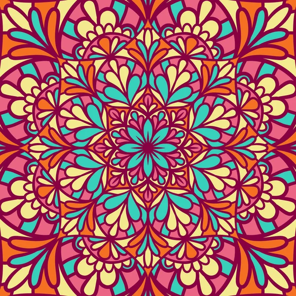 Patrón Ornamento Redondo Mandala Étnico Con Colorido Fondo Vectorial Mandala — Vector de stock