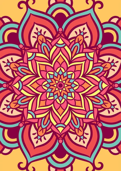 Patrón Ornamento Redondo Mandala Étnico Con Colorido Fondo Vectorial Mandala — Vector de stock