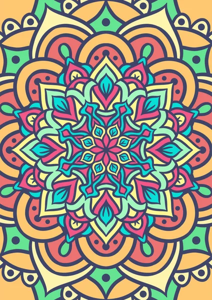 Modèle Ornement Rond Mandala Ethnique Avec Coloré Fond Vectoriel Mandala — Image vectorielle