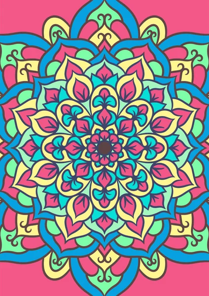 Patrón Ornamento Redondo Mandala Étnico Con Colorido Fondo Vectorial Mandala — Archivo Imágenes Vectoriales