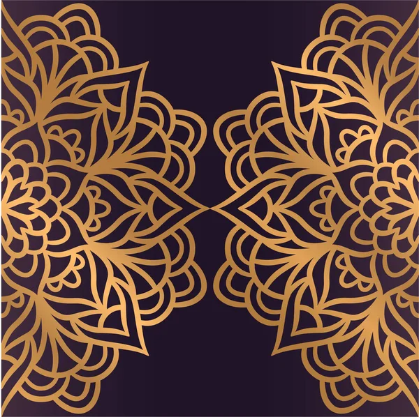 Latar Belakang Mandala Mewah Dengan Arabesque Emas Ornamen Vektor Oriental - Stok Vektor