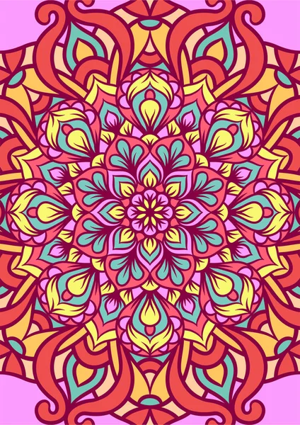 Patrón Ornamento Redondo Mandala Étnico Con Colorido Fondo Vectorial Mandala — Vector de stock