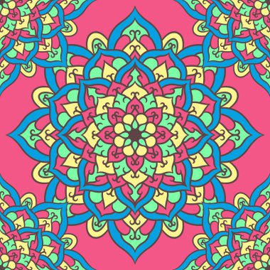 Mandala Yuvarlak Süslü Kusursuz Şablon, Etnik Çiçek Şablonu, Klasik Dekoratif Elementler