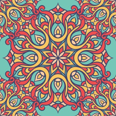 Mandala Yuvarlak Süslü Kusursuz Şablon, Etnik Çiçek Şablonu, Klasik Dekoratif Elementler