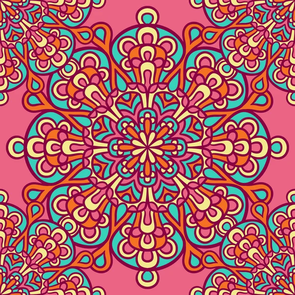 Patrón Sin Costura Ornamento Redondo Mandala Patrón Floral Étnico Elementos — Vector de stock