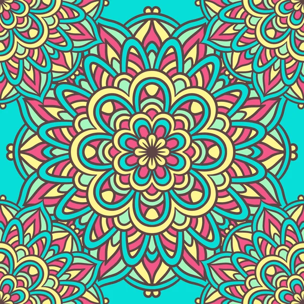 Mandala Kolo Ornament Bezešvé Vzor Etnické Květinové Vzory Ročník Dekorativní — Stockový vektor