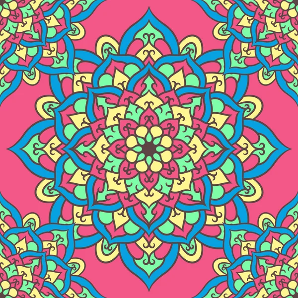 Mandala Yuvarlak Süslü Kusursuz Şablon, Etnik Çiçek Şablonu, Klasik Dekoratif Elementler