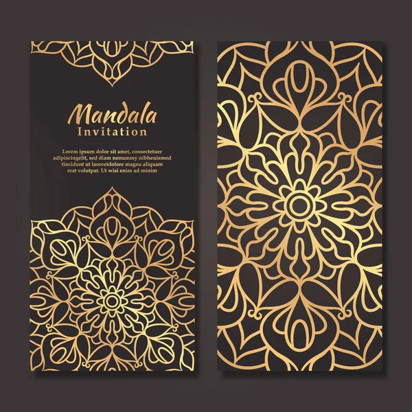 Luxury Wedding Invitation Card Gold Mandala Design Mandala Wedding Invitation — Stock Vector
