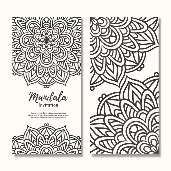 Cartão Convite Casamento Vintage Com Design Mandala Floral Modelo Convite —  Vetores de Stock