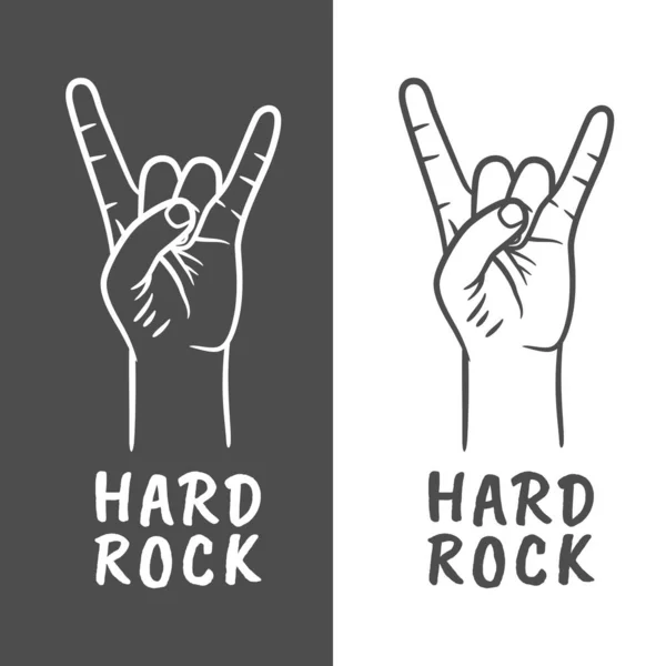Rock Roll Heavy Metal Hareketi Parmak Yukarı Taş Hareketi Boynuz — Stok Vektör