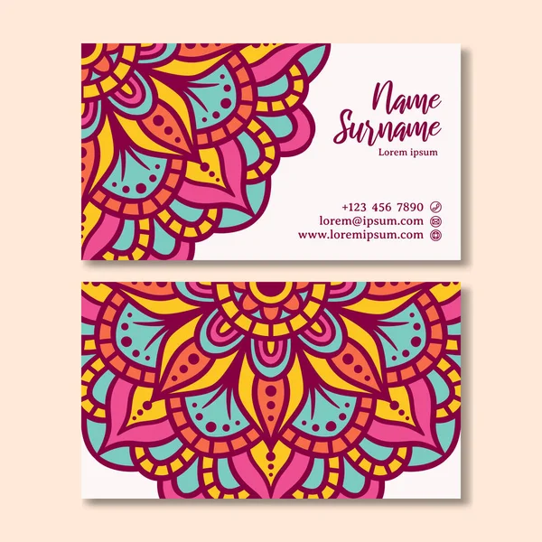 Vintage Business Card Mandala Design Business Card Template — Stock Vector