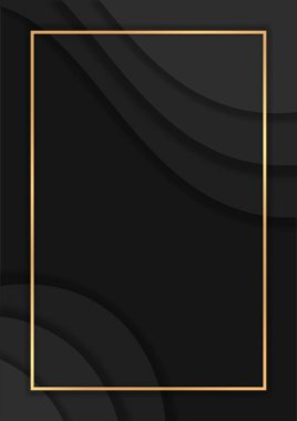 Üst üste binen katmanlı koyu renkli arkaplan, altın çizgili lüks arkaplan