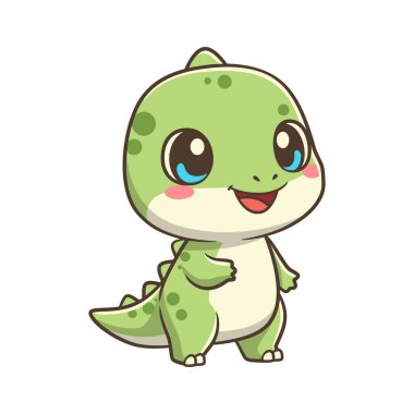 Saf mutluluğu gösteren enerjik bir dinozor çizimi, kutlama çıkartmaları veya sosyal medya içeriği için mükemmel.